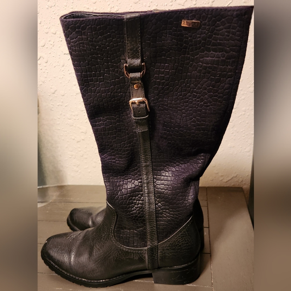 Azura Black Texture Heeled Boots
